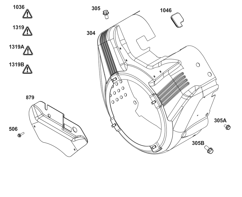 Blower Housing Group Diagram and Parts List for 386447-0099-H5 200000 - 399999 Briggs and Stratton Engine